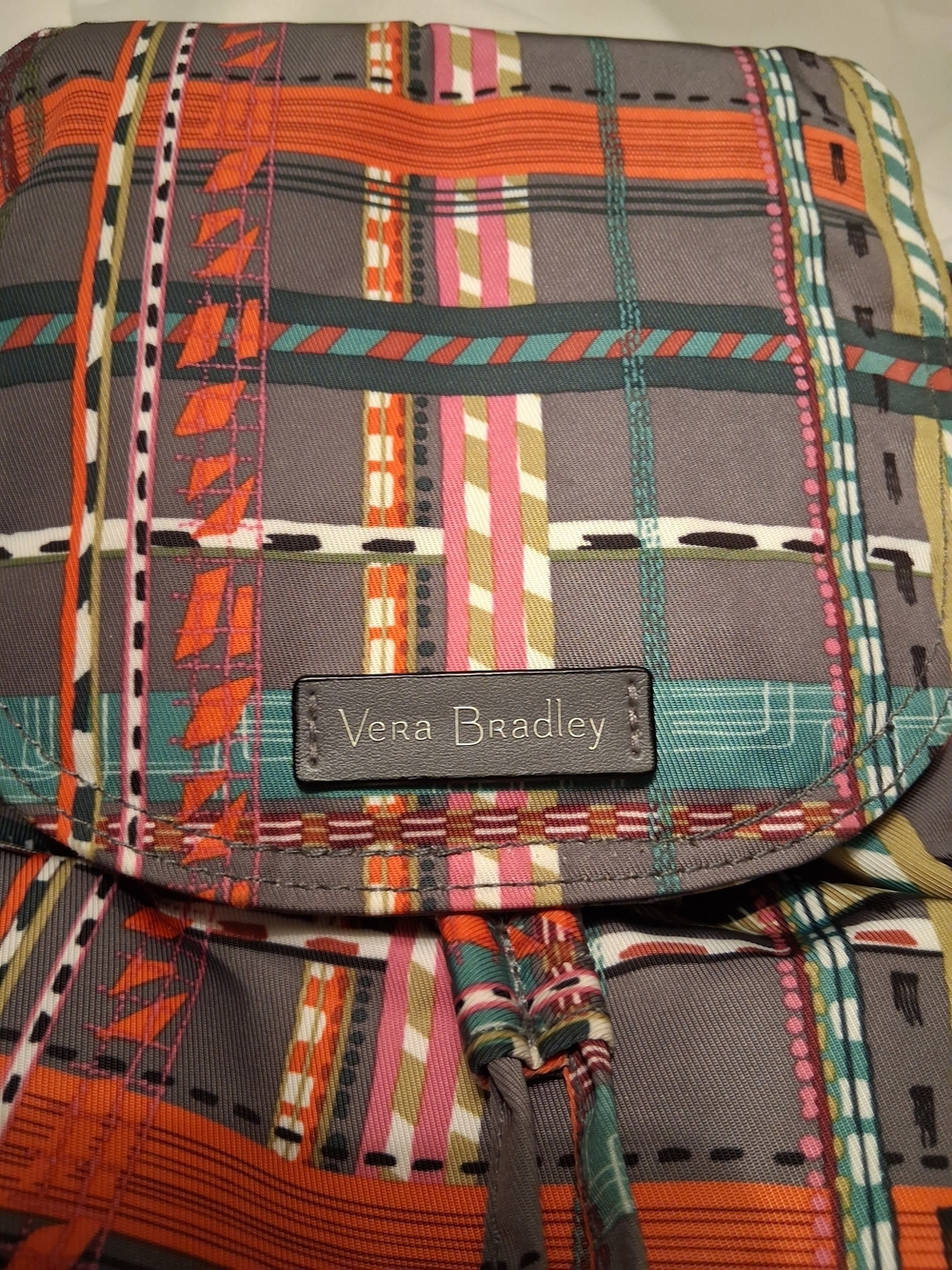 VERA BRADLEY Multicolor Plaid Print Drawstring Backpack - Style: Midtown Cargo - Picture 5 of 14